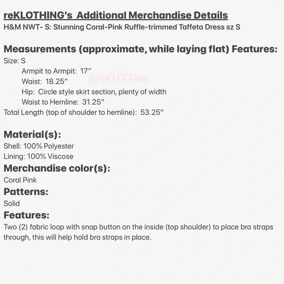 Ruffled Tiered Coral Pink Taffeta H&M DRESS -NWT princess flowy - Picture 14 of 14